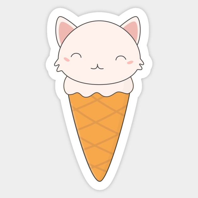 Kawaii Ice Cream Cone T-Shirt Sticker by happinessinatee